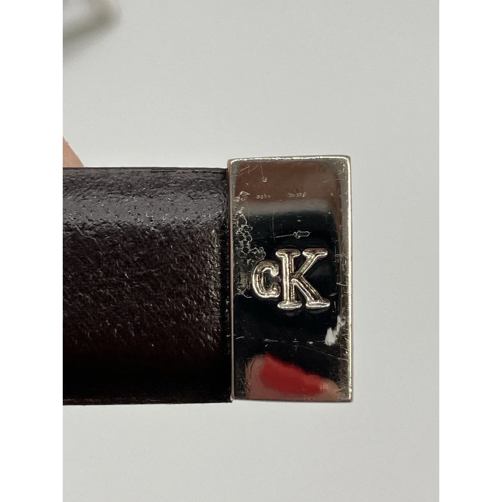 Calvin Klein Leather Belt Women S Black CK Logo Classic Preppy Minimalist Office